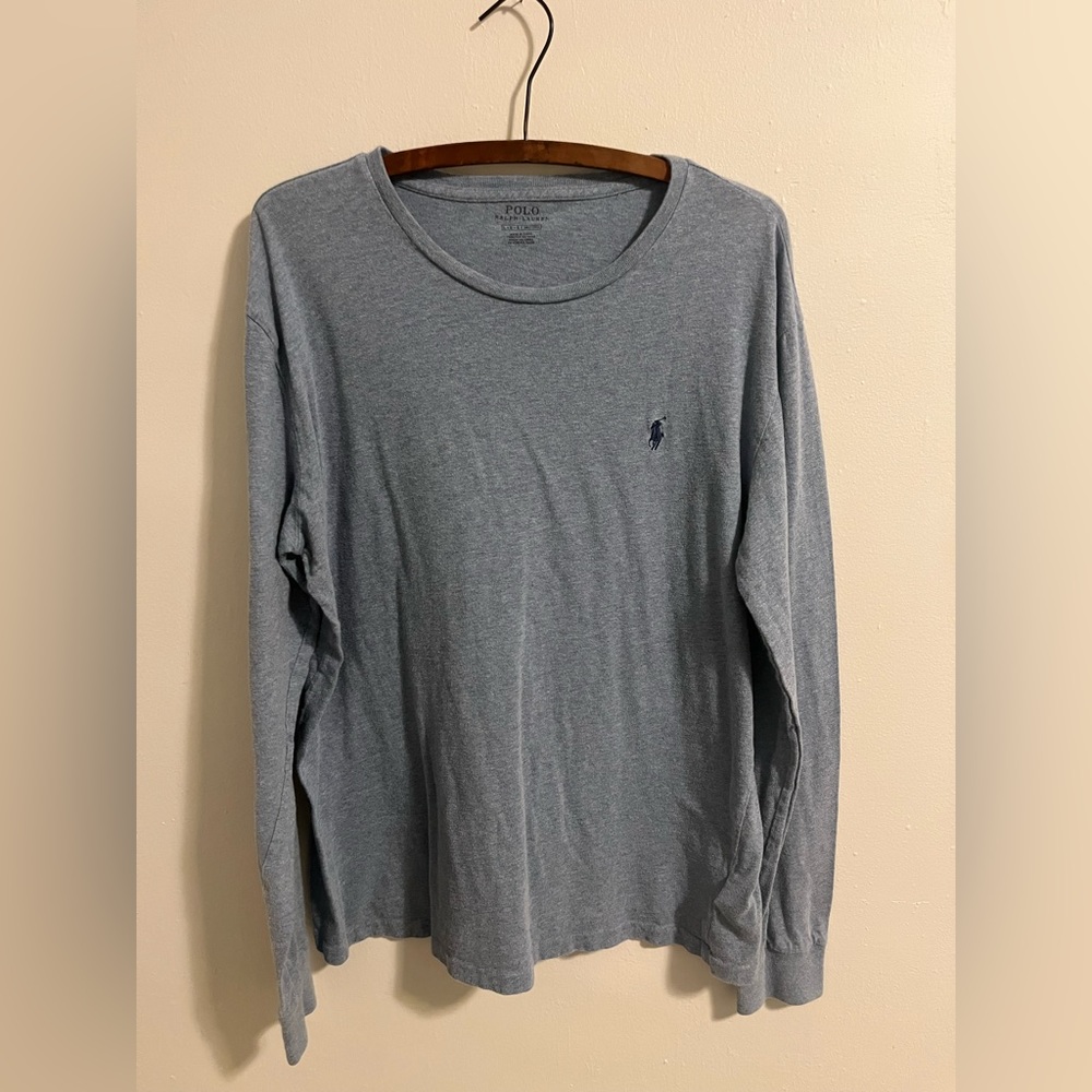 POLO Ralph Lauren Mens Shirt Gray L  Lightweight Classic Long Sleeve Tee